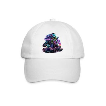Kosmischer Alien DJ - Baseballkappe - Weiß/Weiß - Vorne