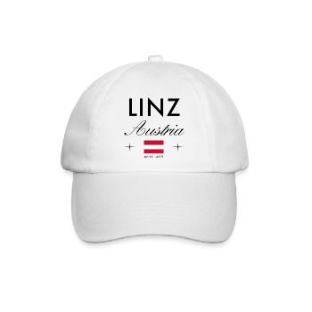 Linz Österreich Koordinaten Reise Souvenir - Baseballkappe - Weiß/Weiß - Vorne
