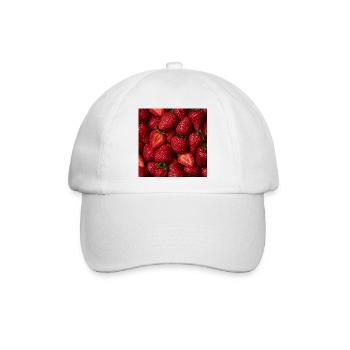 Frische rote Erdbeeren - Baseballkappe - Weiß/Weiß - Vorne