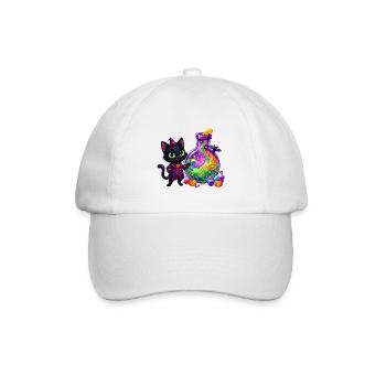 Niedlicher Schwarzer Katzenzauberer Zaubertrank Halloween - Baseballkappe - Weiß/Weiß - Vorne
