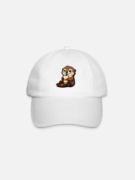 Seeotter mit Latte Macchiato - Baseballkappe - Weiß/Weiß