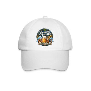 FESTZELT FREUNDE – Bier, Brezn, Musi & Gaudi - Baseballkappe - Weiß/Weiß - Vorne
