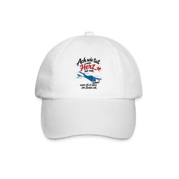 Bodensee Bier Spruch – Ach wie tut mein Herz weh - Baseballkappe - Weiß/Weiß - Vorne