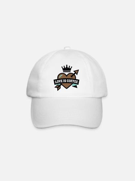 Kaffee Herz Krone Logo - Baseballkappe - Weiß/Weiß