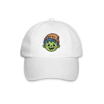 Cartoon-Zombie-Junge mit blauen Haaren und Mütze - Baseballkappe - Weiß/Weiß - Vorne