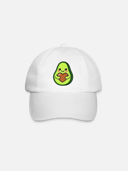 Avocado-Herz-Umarmung Illustration - Baseballkappe - Weiß/Weiß