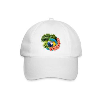 ara mit Palmblättern - Baseballkappe - Weiß/Weiß - Vorne