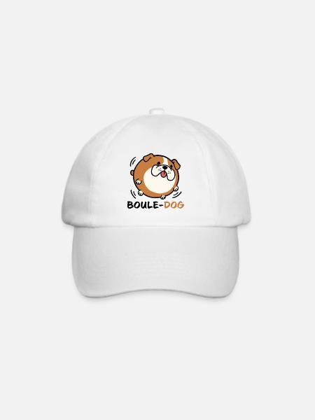Boule-Dog – Lustiger und runder Bulldogge - Baseballkappe - Weiß/Weiß