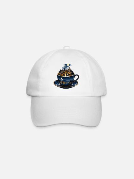 Mondbeschienene Stadtlandschaft Teetasse - Baseballkappe - Weiß/Weiß