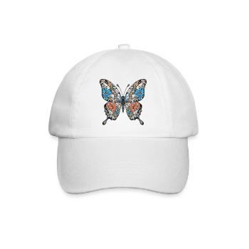 Blüten Schmetterling Blattwerk - Baseballkappe - Weiß/Weiß - Vorne