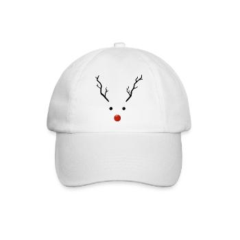 Rentier süß minimalistisch mit roter Nase  - Baseballkappe - Weiß/Weiß - Vorne