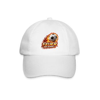 Flammender Fußball – Feuer im Spiel - Baseballkappe - Weiß/Weiß - Vorne