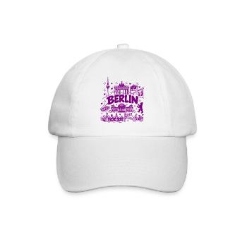 Berlin - Hauptstadt mit Sehenswürdigkeiten - Baseballkappe - Weiß/Weiß - Vorne