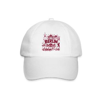 Berlin - Hauptstadt mit Sehenswürdigkeiten - Baseballkappe - Weiß/Weiß - Vorne
