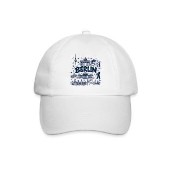 Berlin - Hauptstadt mit Sehenswürdigkeiten - Baseballkappe - Weiß/Weiß - Vorne