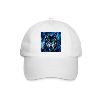 Azure Wolf Porträt-Splash - Baseballkappe - Weiß/Weiß - Vorne