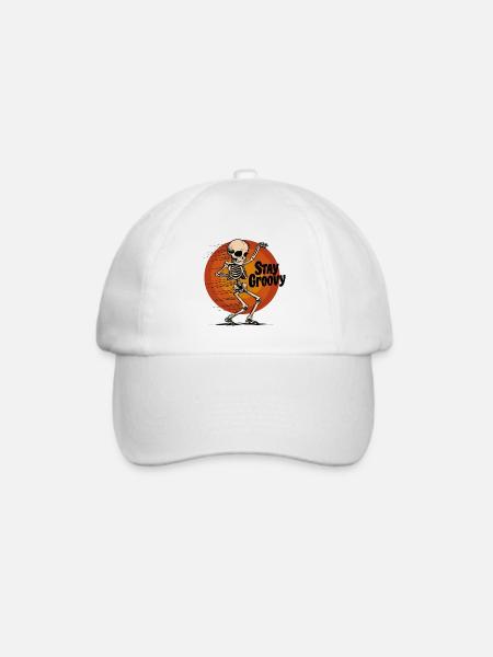 Tanzendes Skelett Stay Groovy - Baseballkappe - Weiß/Weiß