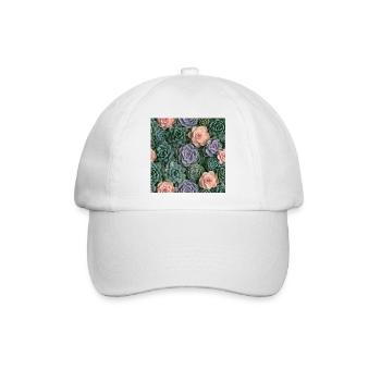 Pastellrosa und Sukkulenten - Baseballkappe - Weiß/Weiß - Vorne