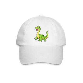 Fröhlicher Grüner Dino Cartoon - Baseballkappe - Weiß/Weiß - Vorne