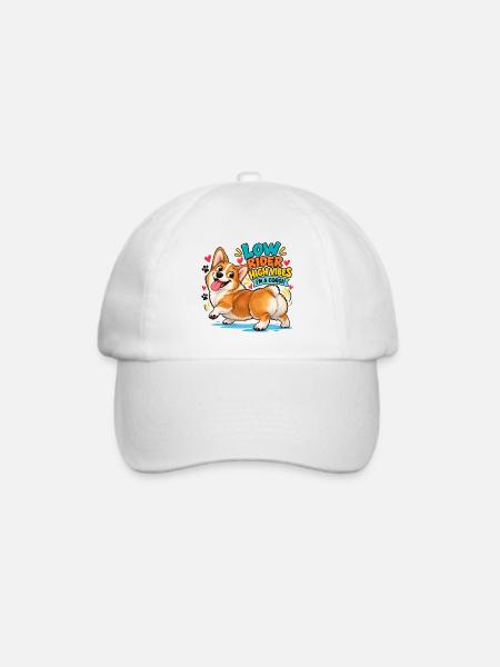 High Vibes Corgi - Baseballkappe - Weiß/Weiß
