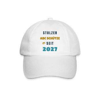 Stolzer ABC Schütze seit 2027 Einschulung - Baseballkappe - Weiß/Weiß - Vorne