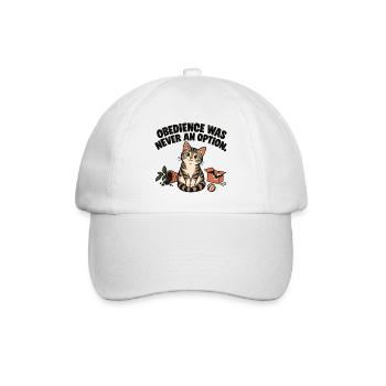 Freche Katze – Obedience Was Never an Option - Baseballkappe - Weiß/Weiß - Vorne