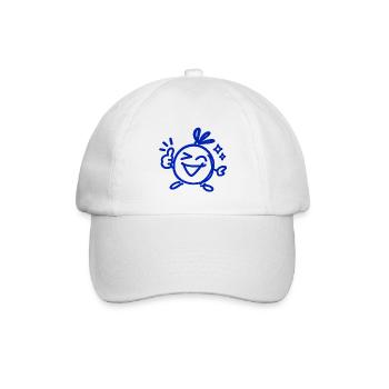 Alles Super – Zwinkernder Charakter Line Art - Baseballkappe - Weiß/Weiß - Vorne