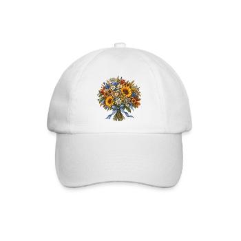 Volksfeststrauß mit Brezeln & Blumen - Baseballkappe - Weiß/Weiß - Vorne