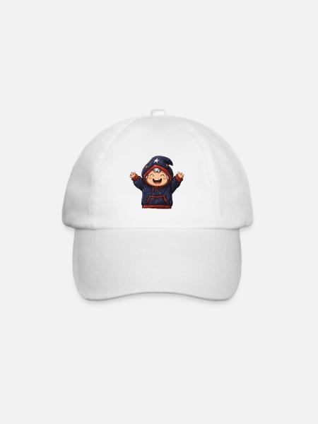 Fröhlicher Sternen Hoodie für Kinder - Baseballkappe - Weiß/Weiß