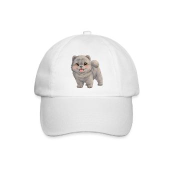 Chow-Chow – flauschiger dunkler Hundewelpe - Baseballkappe - Weiß/Weiß - Vorne