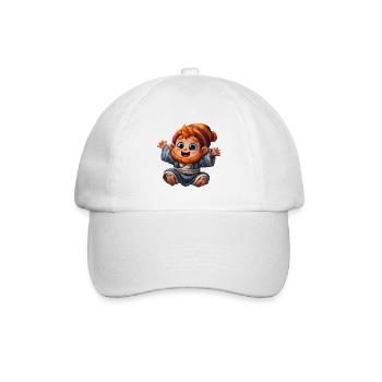 Zwergenbaby mit Strickmütze - Baseballkappe - Weiß/Weiß - Vorne
