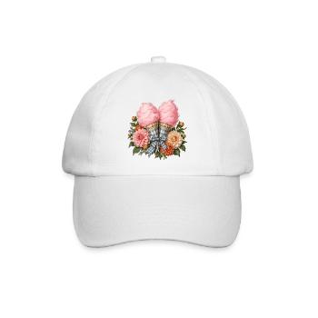 Zuckerwatte mit Blumen & Trachtenschleife - Baseballkappe - Weiß/Weiß - Vorne