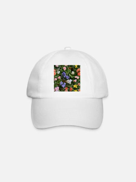 Blumenmosaik in bunten Töpfen - Baseballkappe - Weiß/Weiß