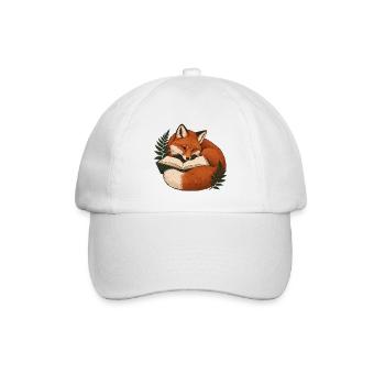 Lesefuchs mit Buch und Farn - Baseballkappe - Weiß/Weiß - Vorne