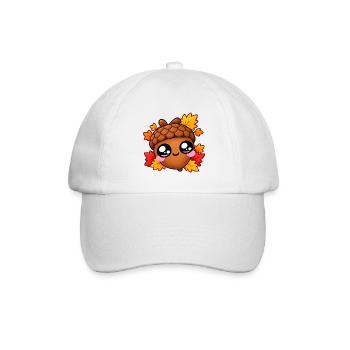 Haselnuss-Kawaii-Herbst - Baseballkappe - Weiß/Weiß - Vorne