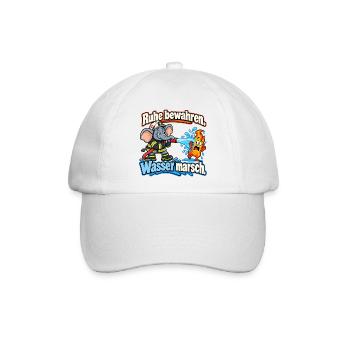 Feuerwehr-Elefant – Ruhe bewahren, Wasser marsch - Baseballkappe - Weiß/Weiß - Vorne