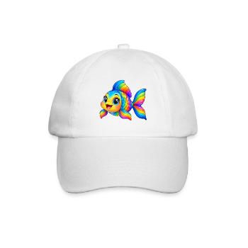 Kawaii Mehrfarbiger Fisch - Baseballkappe - Weiß/Weiß - Vorne
