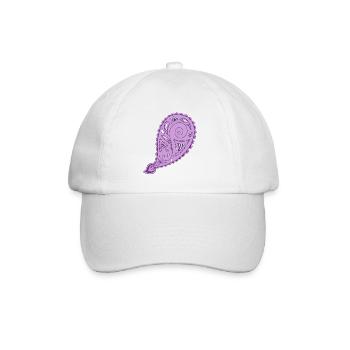 Lila Paisley-Tropfenmuster - Baseballkappe - Weiß/Weiß - Vorne