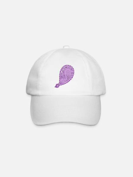 Lila Paisley-Tropfenmuster - Baseballkappe - Weiß/Weiß