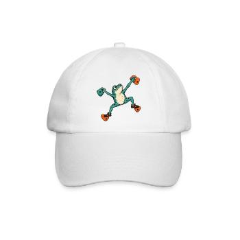 Frosch Skateboard Akrobat – Bouldern - Baseballkappe - Weiß/Weiß - Vorne