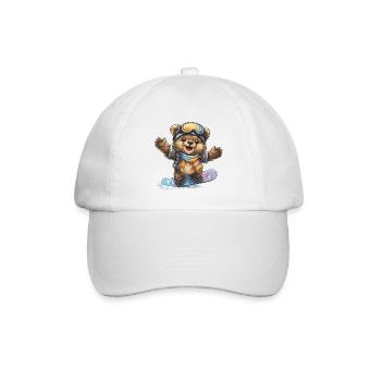 Snowboardbär im Winter - Baseballkappe - Weiß/Weiß - Vorne