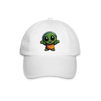 Kleiner grüner Alien für Kinder - Baseballkappe - Weiß/Weiß - Vorne