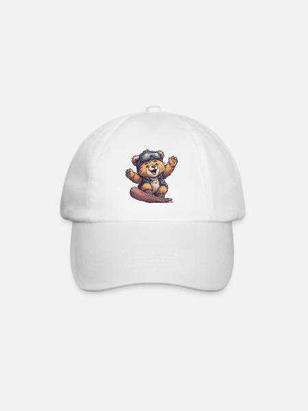 Skateboard-Bär mit Sonnenbrille - Baseballkappe - Weiß/Weiß