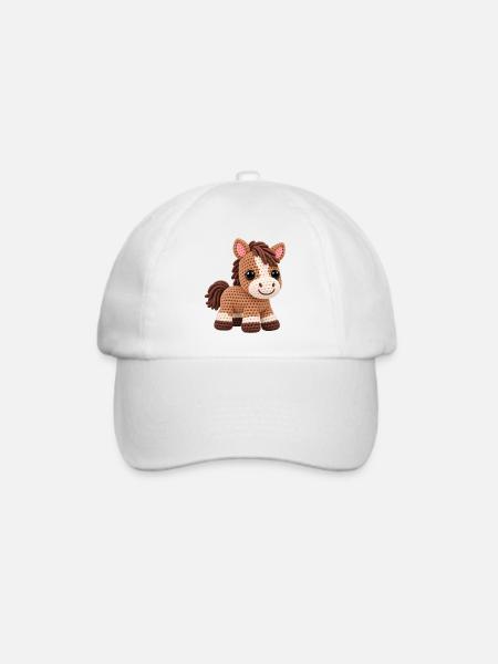 Häkelpferd Kuschelpony - Baseballkappe - Weiß/Weiß