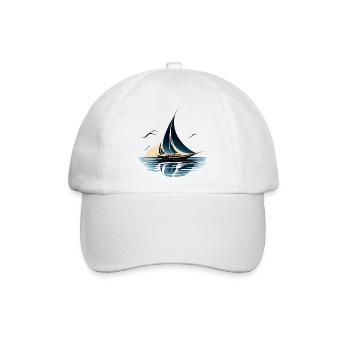 Segelboot Zeichnung - Baseballkappe - Weiß/Weiß - Vorne