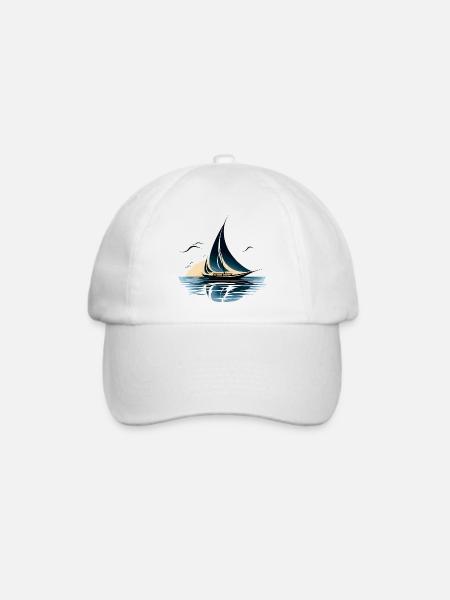 Segelboot Zeichnung - Baseballkappe - Weiß/Weiß