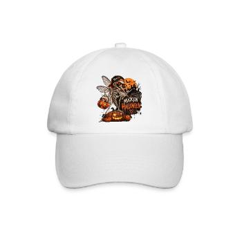 Mücken- Skelett mit Kürbissen Halloween - Baseballkappe - Weiß/Weiß - Vorne