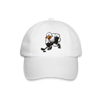 Coole Ente Eishockeyspieler Cartoon - Baseballkappe - Weiß/Weiß - Vorne