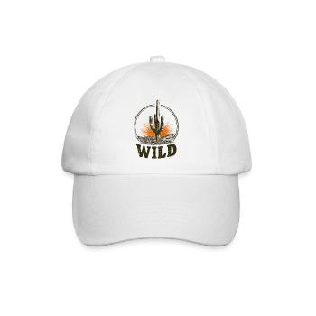 Wüstenwild: Kaktus & Sonnenuntergang - Baseballkappe - Weiß/Weiß - Vorne
