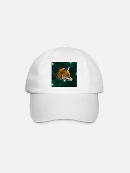 Fuchs im Sternenraum - Baseballkappe - Weiß/Weiß